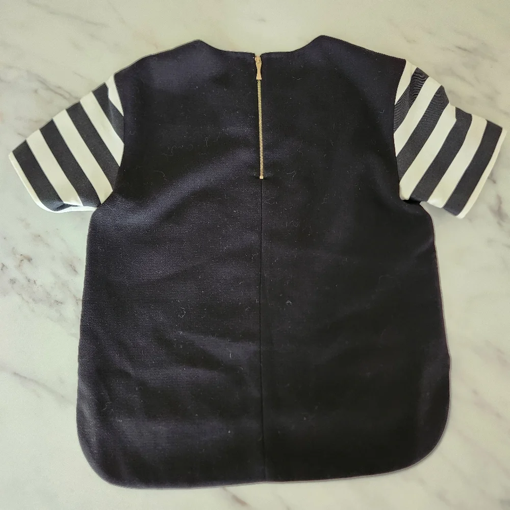 Kate Spade Live Colorfully striped top blouse gold zipper back short sleeve - Picture 8 of 8